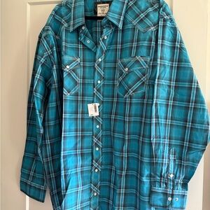 Wrangler Teal Plaid Casual Shirt